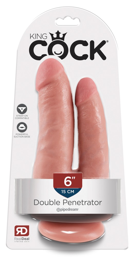 Διπλό Ρεαλιστικό Dildo 20cm με Βεντούζα King Cock - Pipedream - Image 4