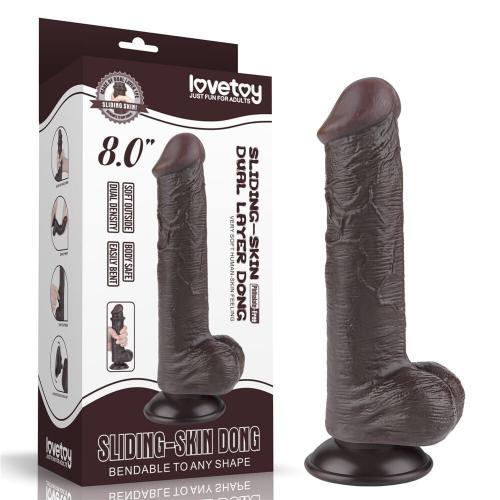 Ρεαλιστικό Dildo με Βεντούζα 20cm - Sliding Skin Dual Layer Dong Black III - Image 11