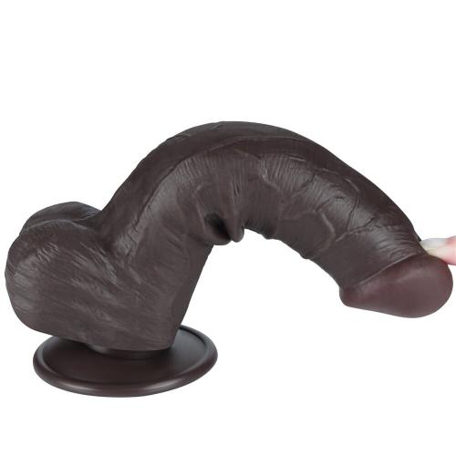 Ρεαλιστικό Dildo με Βεντούζα 20cm - Sliding Skin Dual Layer Dong Black III - Image 7