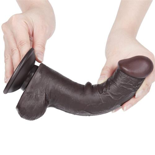 Ρεαλιστικό Dildo με Βεντούζα 20cm - Sliding Skin Dual Layer Dong Black III - Image 6