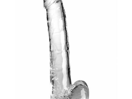 Ρεαλιστικό Dildo με Όρχεις και Βεντούζα - King Cock 28cm Clear