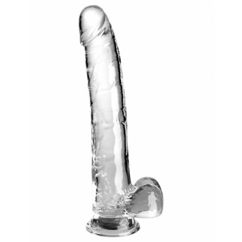 Ρεαλιστικό Dildo με Όρχεις και Βεντούζα - King Cock 28cm Clear