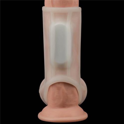 Μανίκι Πέους με Δαχτυλίδι & Δόνηση - Vibrating Silk Knights Ring with Scrotum Sleeve (White) II - Image 3