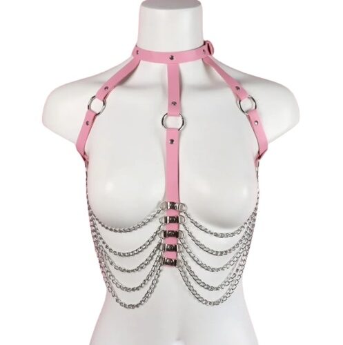 Passion Labs Sexy Harness with Chains and Eco Leather - Pink OS