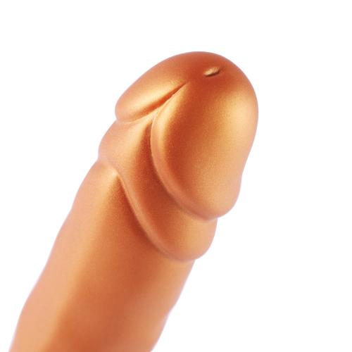 Χρυσό Dildo Με Ραβδώσεις Συμβατό Με Μηχανήματα Hismith Golden Silicone Dildo 17cm - Image 4