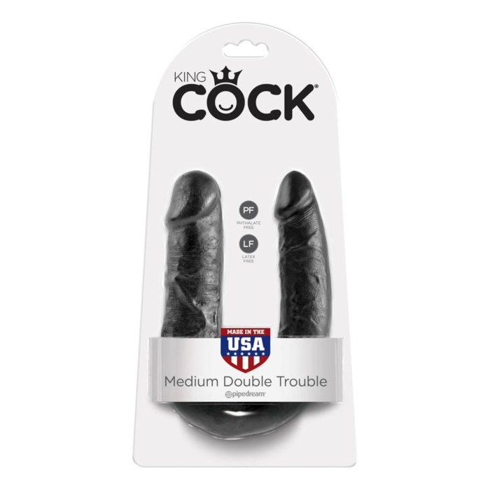 Διπλό Ρεαλιστικό Dildo King Cock U-Shaped Medium 17 cm (Black) – Pipedream - Image 4