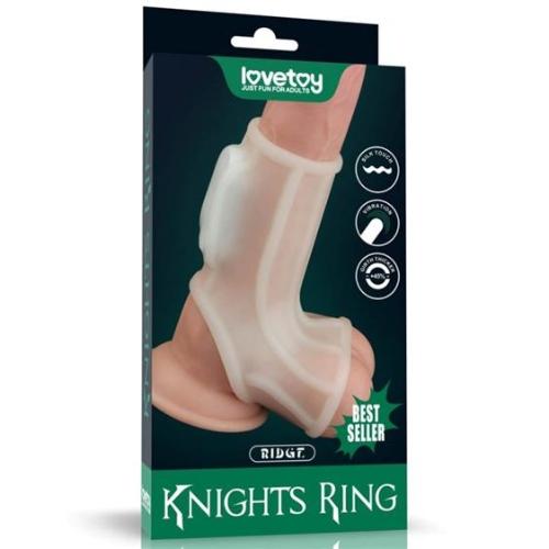Μανίκι Πέους με Δαχτυλίδι & Δόνηση - Vibrating Silk Knights Ring with Scrotum Sleeve (White) II - Image 7